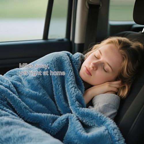 Large Soft Travel Blanket and Inflatable Pillow Set