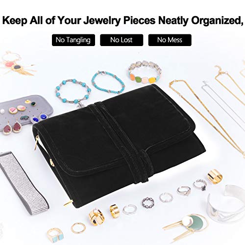 Velvet Travel Jewelry Roll Organizer