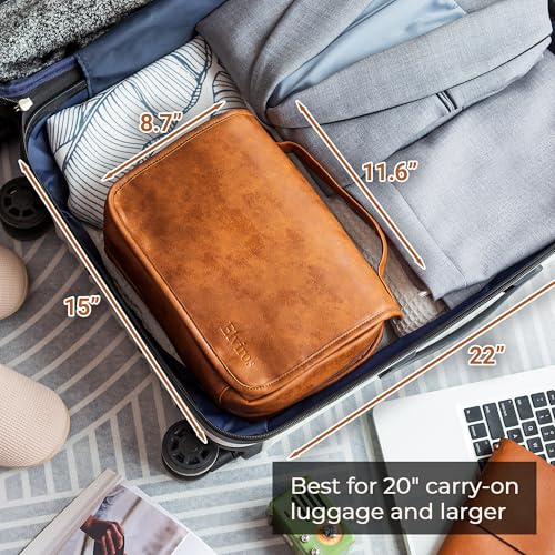 Hanging Toiletry Bag for Men PU Leather Shaving Dopp Kit