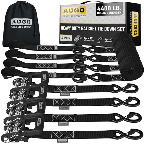 Heavy Duty Ratchet Straps & Soft Loops (4 Count)