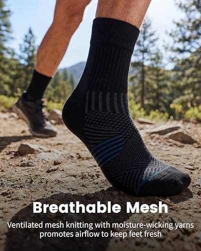 3 Pairs Running Compression Socks for Men & Women Crew Socks with Cushion (3 Count)