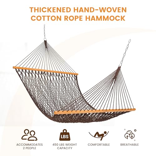 Lazy Daze Double Handwoven Rope Hammock for Outdoor Fits 12