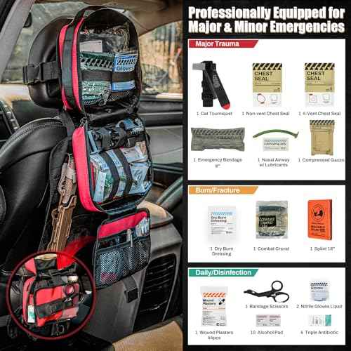 Vehicle IFAK Trauma Kit with CAT Tourniquet Red