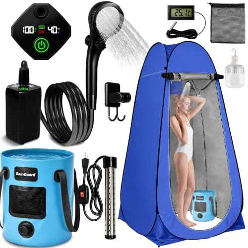Portable Camping Shower Tent Kit with LED Lights