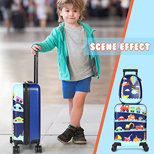 Kids Luggage and Backpack 18" Suitcase with Spinner Wheel Hard Case Travel 13" Backpack Girl Suitcase Set for Kids Travel Supplies