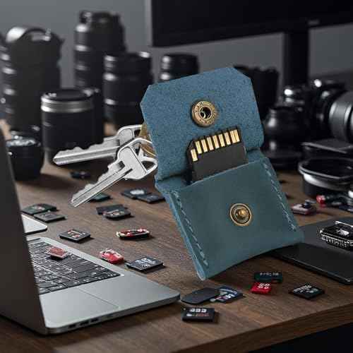 Genuine Leather SD Card Holder Keychain