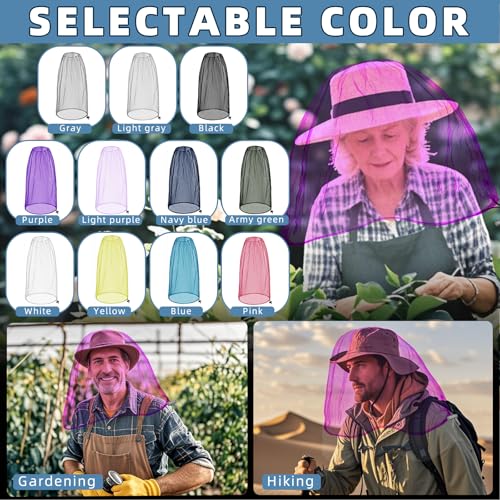 Oversized Mosquito Net 42 x 25 Inches Ultra Large Mosquito Head Net Face Neck Fly Mesh Netting Fits All Hats for Outdoor Camping Hiking Fishing Gardening Safari (2 Count)