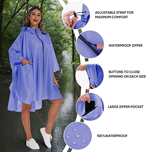 Rain Poncho for Adults with Zipper