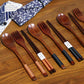 Wooden Chopsticks Spoon Fork Set Tableware Travel Utensils with Pouch
