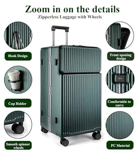Super Large Aluminum Frame Zipperless Checked Luggage Front Pocket