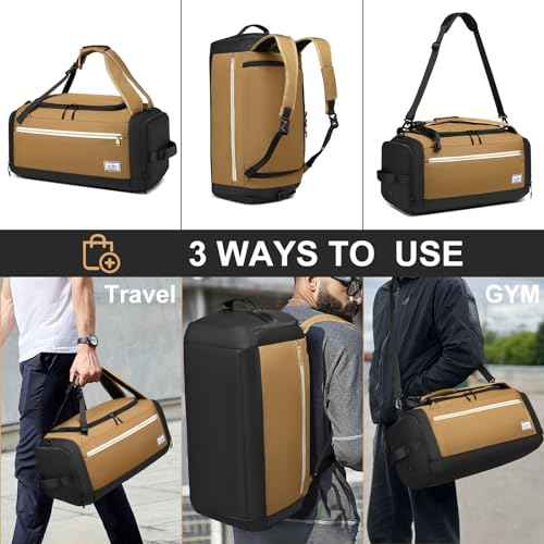 Gym Bags for Men with Shoes Compartment & Wet Pocket 4 Way Large Sports Duffle Bag Backpack Weekender Overnight Bag for Travel