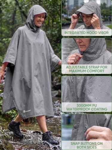 Hooded Rain Poncho for Adults