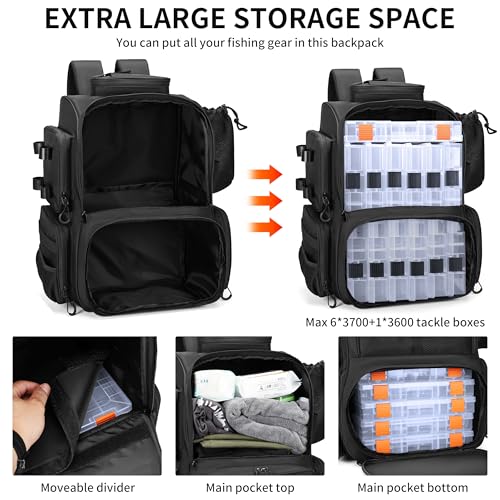 Fishing Tackle Backpack with Rod Holders