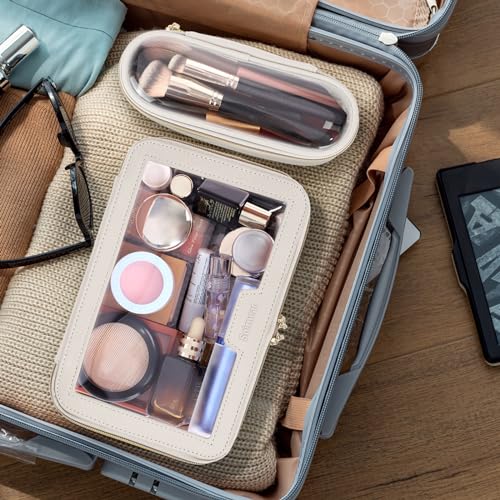 Travel Clear Makeup Bag with Makeup Brush Bag (2 count)