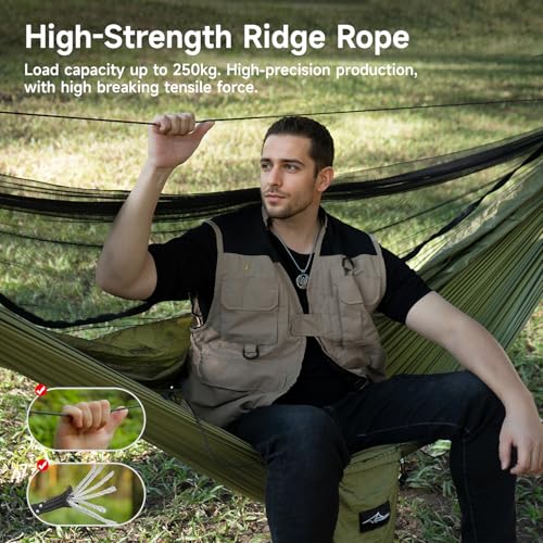 Camping Hammock with Mosquito Net and Ridge Rope