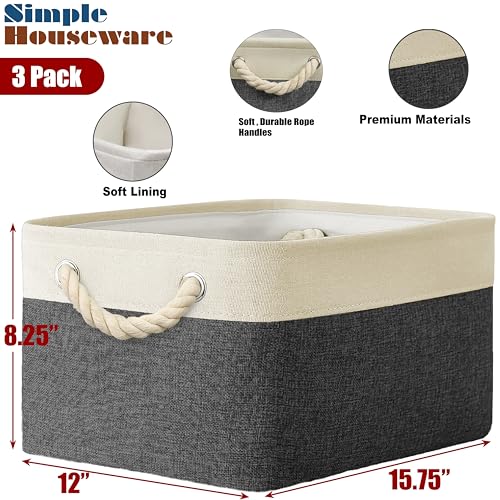15.7" x 12" Wide & Low Fabric Storage Bin (3 Count)