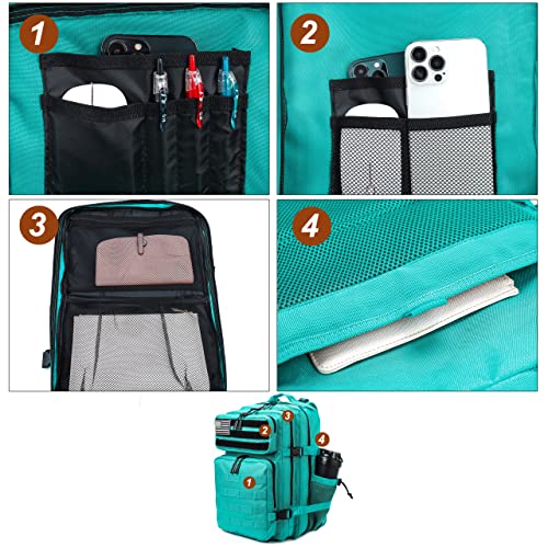 Military Tactical Backpack for Men and Women 45L Army 3 Days Assault Pack Bag Large Rucksack with Molle System Lake Blue