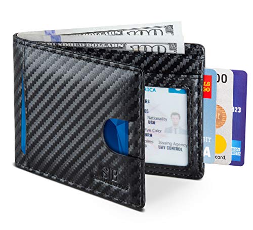 RFID Blocking Slim Bifold Genuine Leather Thin Minimalist Front Pocket Wallets for Men Billfold Wallet Men Gift
