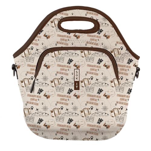 LunchTote Zippered Bag Insulated Neoprene Caddy (The Scenic Route / X-Large 6.5 Quart Lunch Tote)