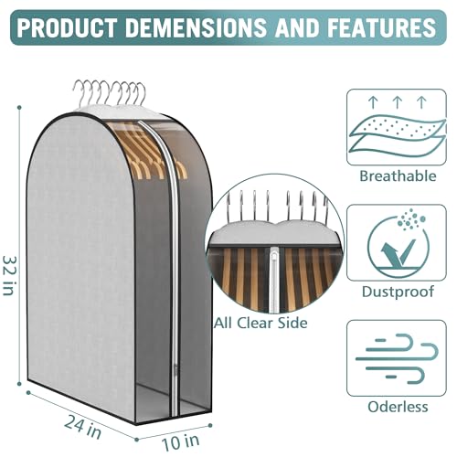 10" Gusseted Garment Bags for Hanging Clothes (3 Count)