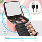 Travel Makeup Bag With LED Mirror Portable Travel Makeup Organizer 3 Color Adjustable Brightness Waterproof Cosmetic Train Case with Removable Dividers Makeup Storage for Women