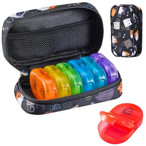 Weekly Travel Pill Organizer 2 Times a Day AM PM Rainbow Pill Box