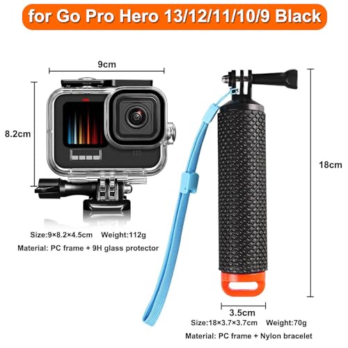 Compatible for Go Pro Hero 13 12 11 10 9 Black Waterproof Housing Case 60M