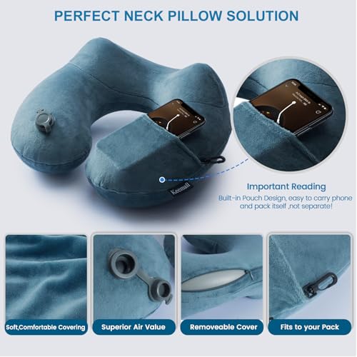 Inflatable Travel Neck Pillow for Airplane & Long Flights (2 Count)