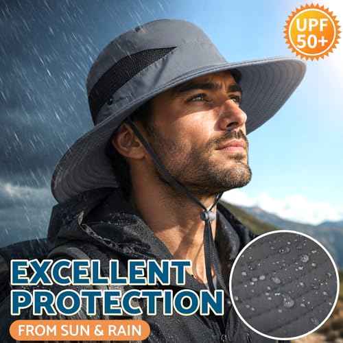Sun Hats for Men Women Wide Brim Bucket Hat Khaki