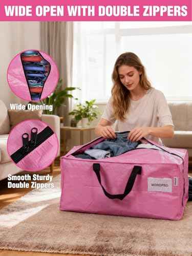 4 Pack Extra Large Moving Bags with Backpack Straps & Handles (4 Count)