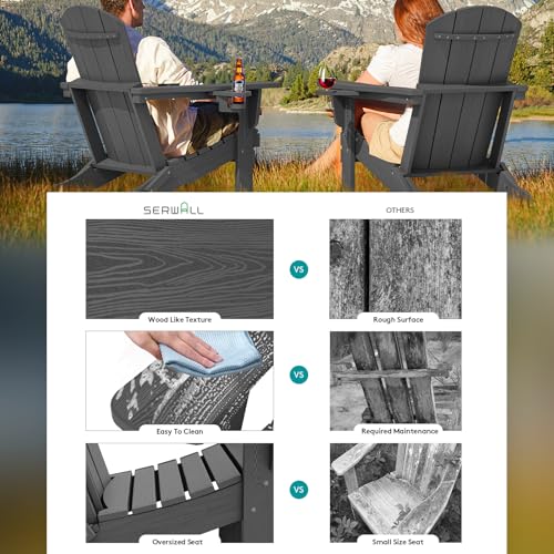 Outdoor Adirondack Chair Set of 6 with 2 Cup Holders (6 Count)