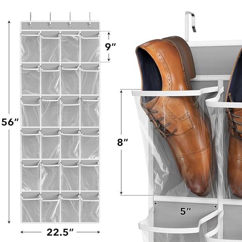 24 Pockets Large Clear Over the Door Shoe Organizer