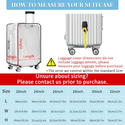 Clear PVC Suitcase Cover Protectors 26 Inch Luggage Cover for Wheeled Suitcase