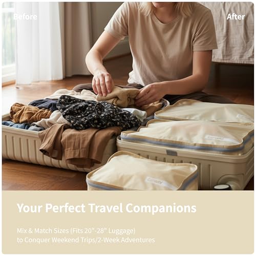Packing Cubes for Travel 5 Set Vanilla Cream
