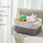 TheWarmHome Organization and Storage Basket for Shelves - 12x8x5.2 inch 1 Pack Fabric Storage Cubes, Collapsible Storage Bins for Closet Organizer Gift Cloth Toy (White & Grey)