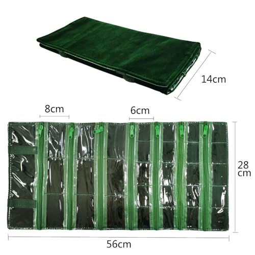 Travel Jewelry Roll Bag Portable Organizer Pouch With Grids&PVC Cover Storage Bags for Necklace