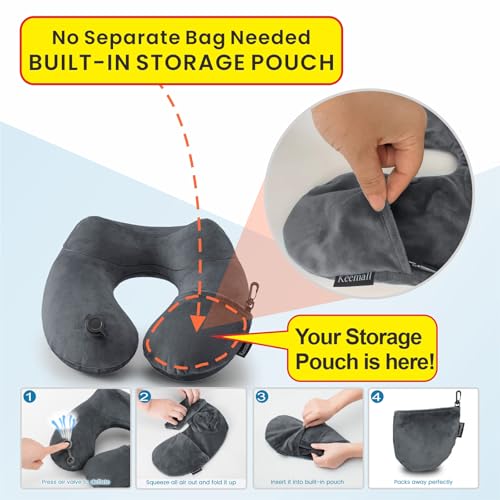 Inflatable Neck & Shoulder Travel Pillow for Airplane Naps