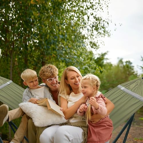 Sturdy Steel Hammock with Stand Premium Cotton Canvas Hammock