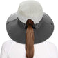 Rosoz Ponytail Sun Bucket Hats for Women UV Protection Foldable Mesh Wide Brim Hiking Beach Fishing Summer Safari