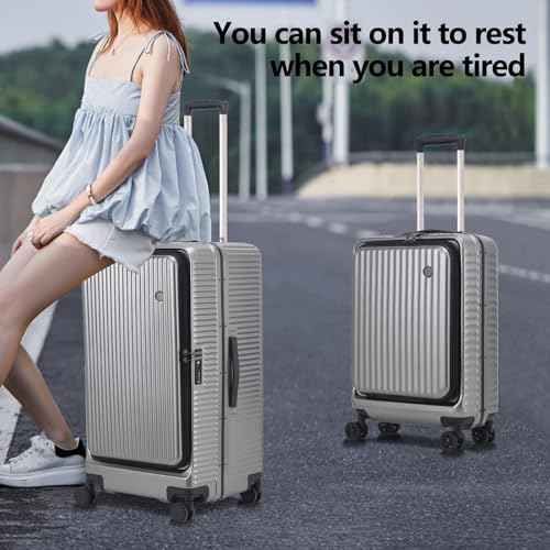 2 pieces 20 29 Aluminum Frame Carry On and Checked Luggage Set (2 Count)