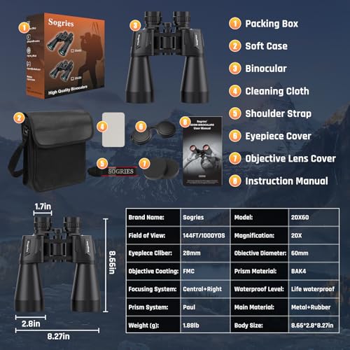 20x60 Binoculars for Adults High Powered