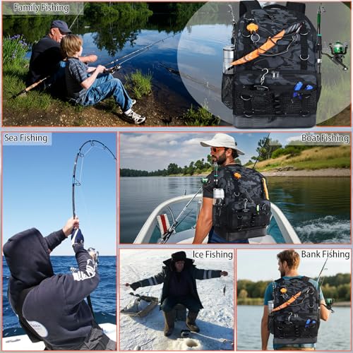 Fishing Backpack with Tackle Boxes and Rod Holder