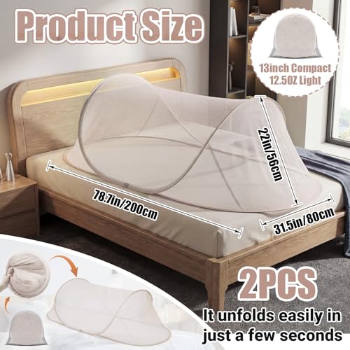2 Pcs Mosquito Netting for Camping Bed 78 * 31 * 22 Inch (2 Count)