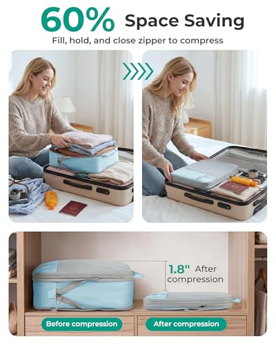 6 Set Compression Packing Cubes for Travel (6 Count)