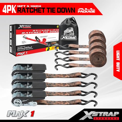 4 Pack Ratchet Tie Down Straps (4 Count)