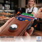 Men Slim Magnetic Leather Airtag Wallet Metal Case Money Clip