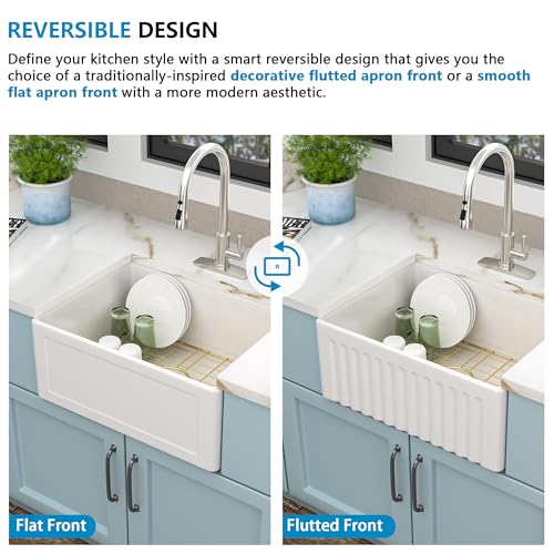 24"x18" White Farmhouse Sink