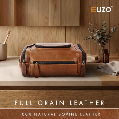 Personalized Real Leather Toiletry Bag for Men
