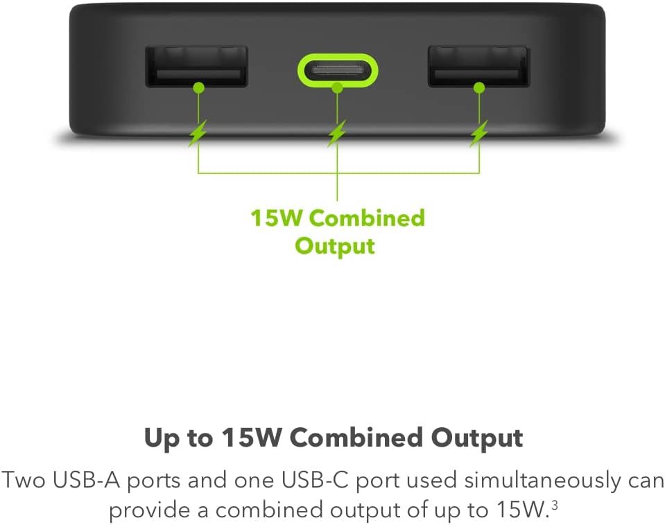 mophie Powerstation 2023 with PD Power Bank - 10,000 mAh Large Internal Battery, (2) USB-A Port and (1) 20W USB-C PD Fast Charging Input/Output Port, Travel-Friendly - Roamly