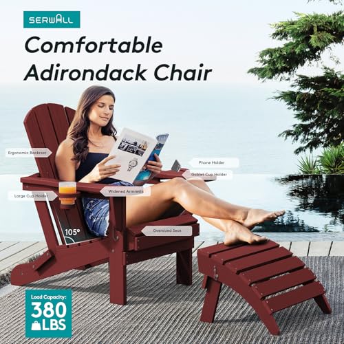 Outdoor Adirondack Chairs with 2 Cup Holders